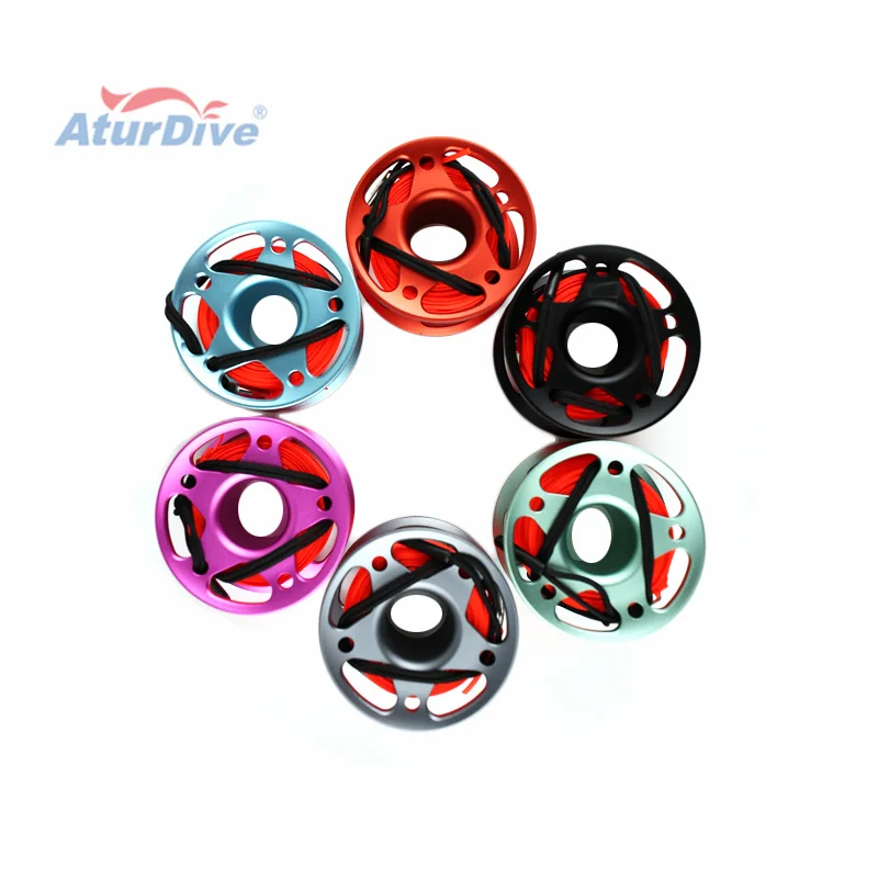 New colored bobbin for SMB image buoy of aluminum alloy flat wire wheel diving equipment