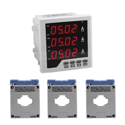 AC30A AC50A AC100A 150A 3 phase digital ampere panel meter with over / under current alarm output with 3 pcs current transformer