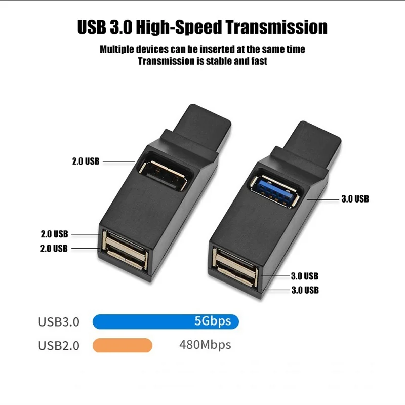 Wireless 3 In 1 USB 3.0 HUB Adapter Extender Mini Splitter Box 3 Port untuk Laptop Macbook Mobile Phone High Speed U Disk Reader