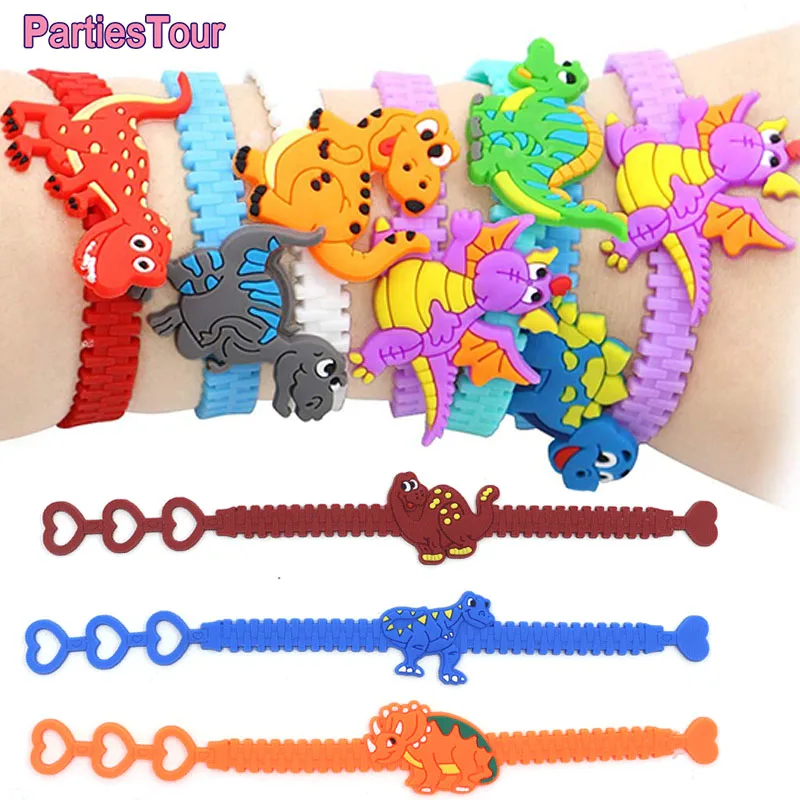 Dino Bracelets Set Kids Favors Gift For Jurassic World Dinosaur Party Birthday Matching Baby Shower Decoration