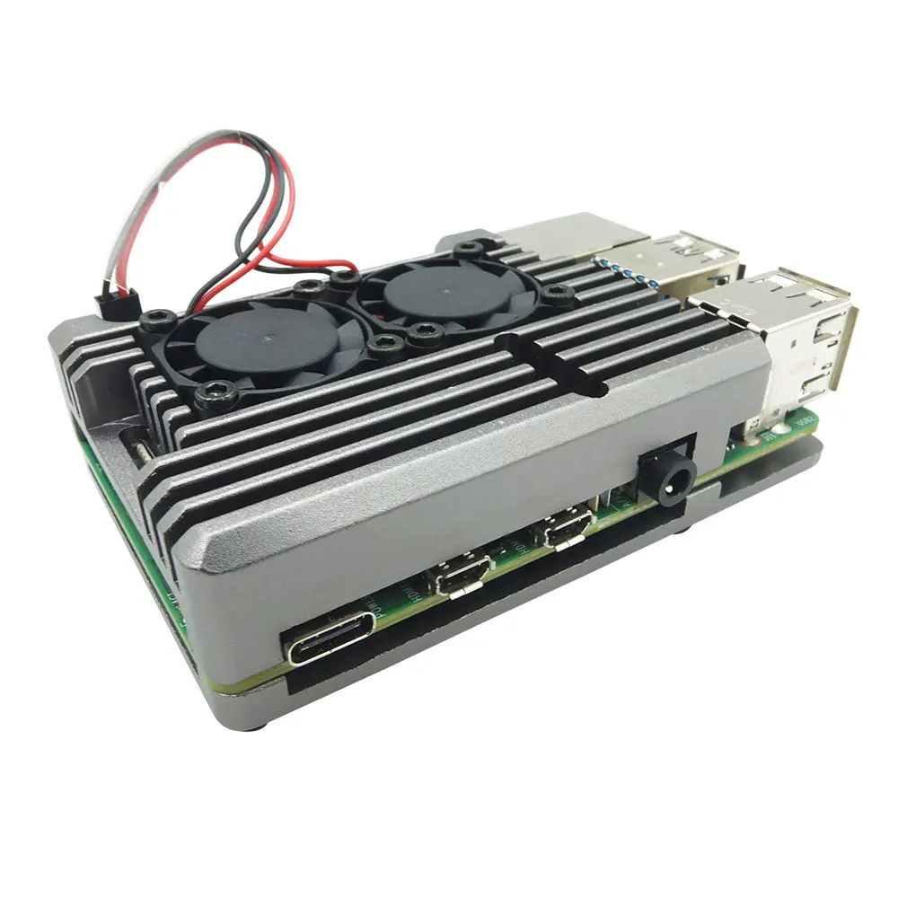 Dual Fan Raspberry Pi 4 Modell B Aluminium Metall Fall Mit Super Zwei lüfter + Kühler Geeignet Für Rpi