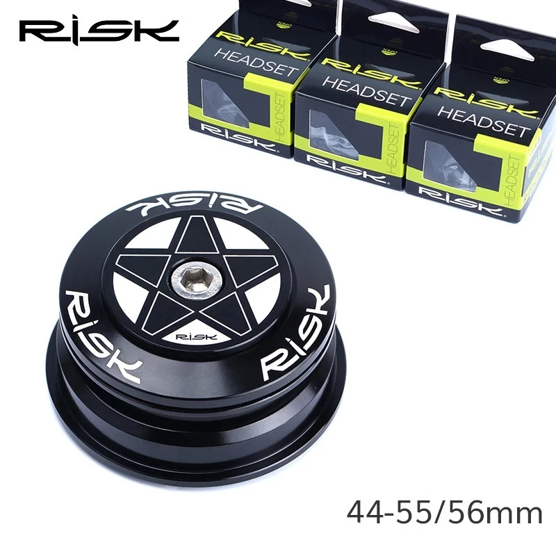 RISK 44-55mm Tapered Bicycle Headset for Headtube 44-56mm Bike Double Bearing for 1.5 Taper / 28.6mm Straight Fork Bike Parts