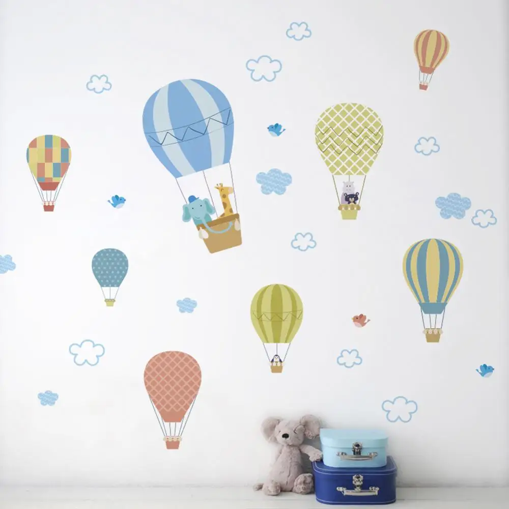 White Cloud Hot Air Balloon Wall Sticker Baby Bedroom Children's Room Decoration Wallpaper Home Decor Mural Removable Stickers
