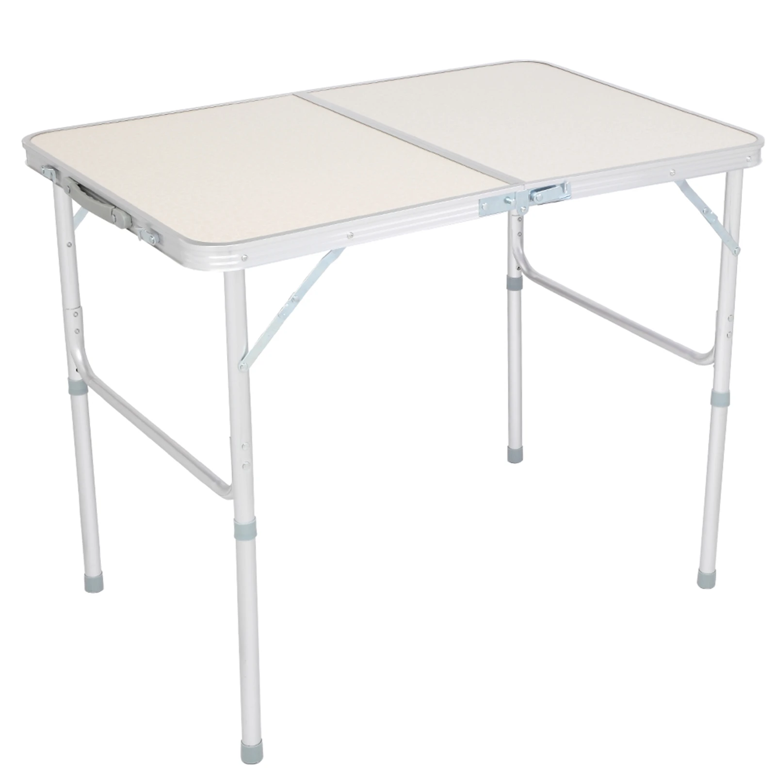 Home Use Aluminum Alloy Outdoor Table Folding Table 90x60x70CM Portable Design White[US-Stock]