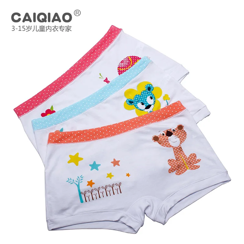 A box of 3 pieces Girls baby kids cartoon modal children's boxer shorts pupils four corners briefs girls shorts teen panties