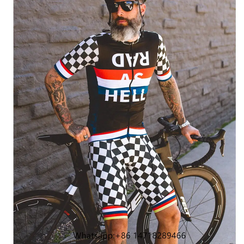 Abbigliamento da Ciclismo maglia da uomo manica corta Set Love The Pain pantaloncini da bici Pro Team RAD AS HELL Leopard Bike top Kit Ciclismo