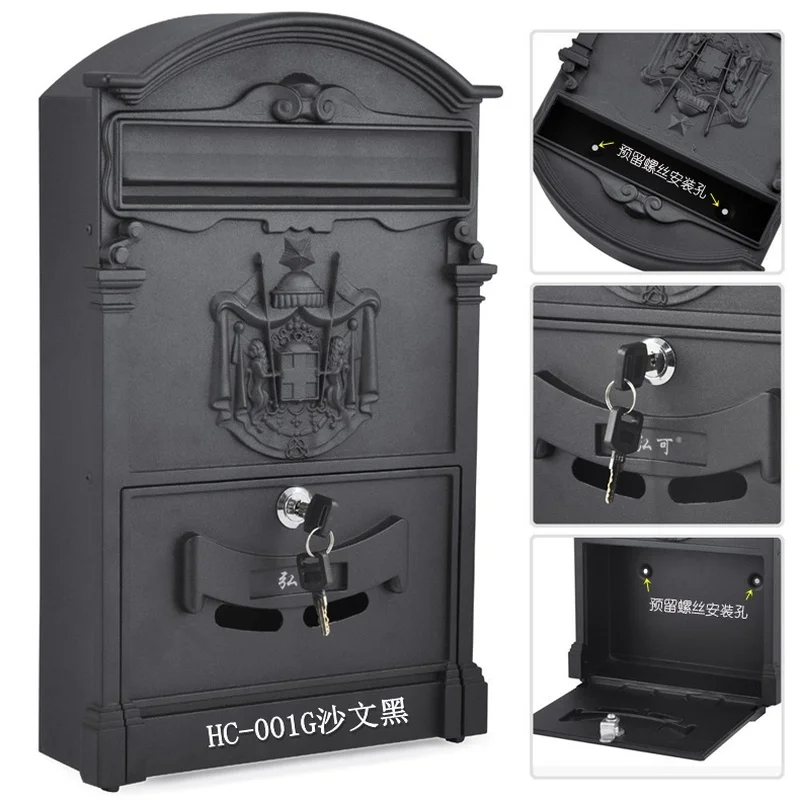 Retro Mailbox Villas Post Box European Lockable Outdoor Wall Newspaper Boxes Secure Letterbox Garden Home Decoration WF1029