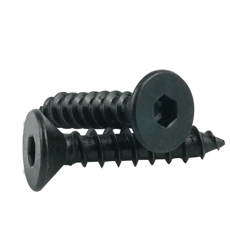 8.8 degree 50/100PCS M3 M4 BLACK Countersunk Head Hexagon Head Cup Model Self-tapping add hard sound carbon steel screws