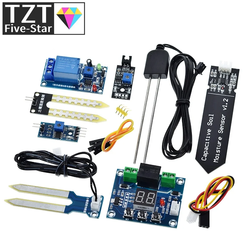 TZT Kapazitive Bodenfeuchtesensoren-Module, Bodenfeuchte-Digitalanzeige, Relais-Steuermodul, automatische Bewässerung für Arduino – Detail 2