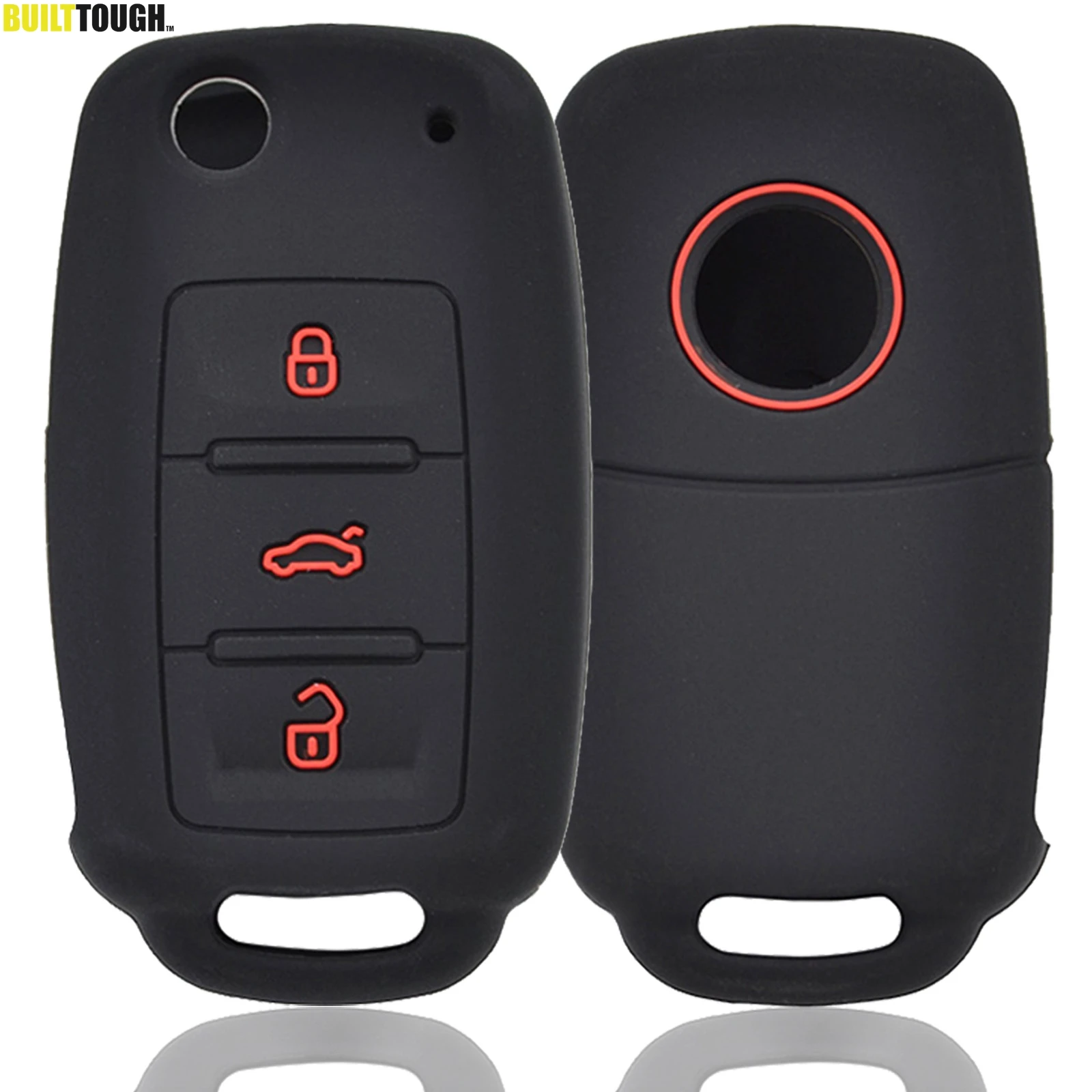 Silicone Car 3 Button Remote Key Cover Case Fob Fit For VW Golf Polo  Jetta Skoda Fabia Seat Leon Holder Smart Keyless Shell