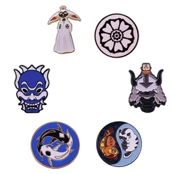 Avatar The Last Airbender Cartoon Mashup brooch White Lotus Yin Yang Koi Fish Tui and La Appa Momo Aang Enamel Pin