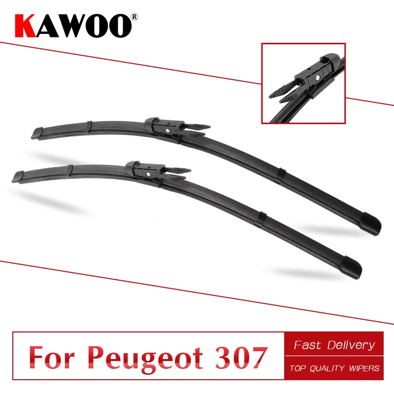 

KAWOO For Peugeot 307 ,Car Wiper Blades Soft Rubber Fit Pinch Tab/U Hook Arms 2000 2001 2002 2003 2004 2005 2006 2007 2008 2009