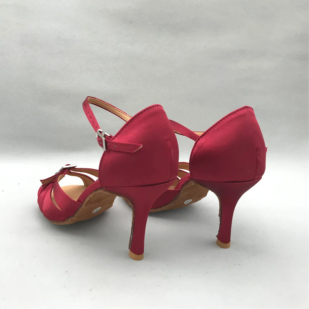 8.5cm heel Sexy Latin Dance Shoes For women Salsa shoes pratice shoes comfortable shoes MS6214BGS front can be adjust