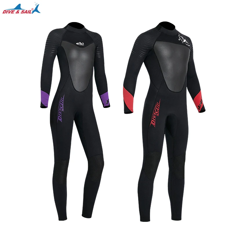 Women Wetsuit, 3mm Neoprene Full Wetsuit Long Sleeve Scuba Diving Suits with Back Zipper UV Protection Full Body Swimsuit