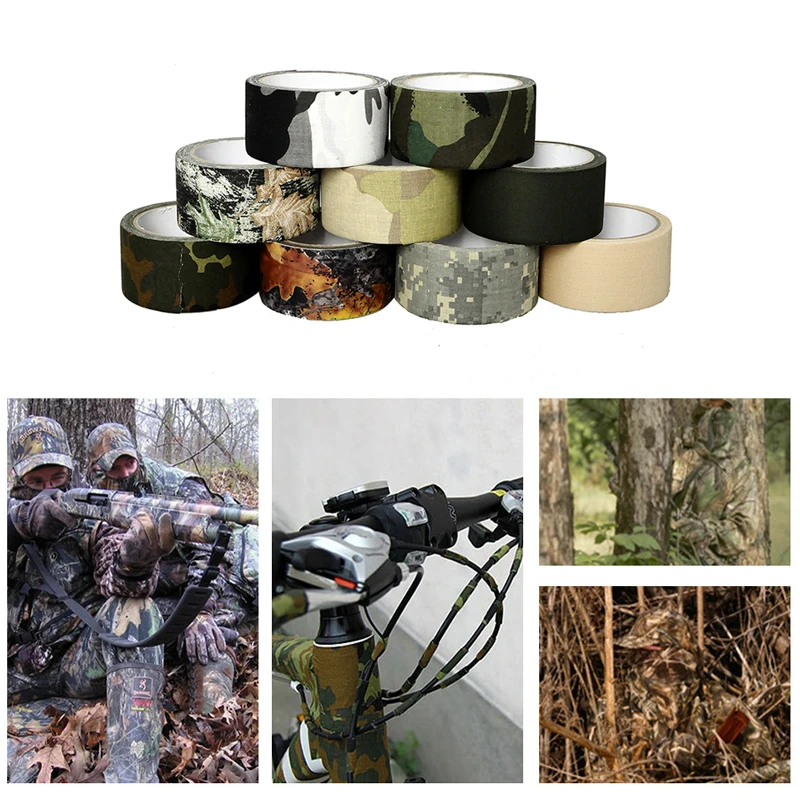 Waterproof Camo Tape Self-adhesive Durable Outdoor Camping Camouflage Stealth Tape Wrap Hunting Accessories