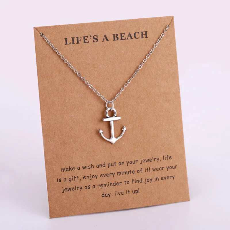 Seahorse Sailing Necklace Sand Dollar Starfish Conch Shell Ocean Waves Sea Turtle Fish Shark Pendants Necklaces Fashion Jewelry