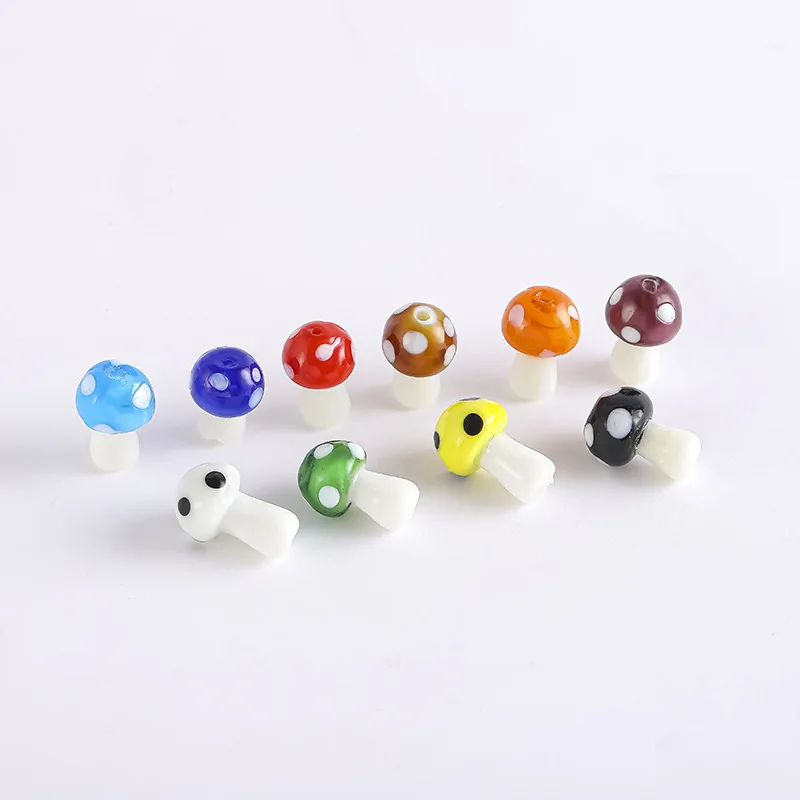 10pcs 10x13mm 12x18mm Mushroom Shape Lampwork Glass Loose Beads for DIY Crafts Jewelry Making Findings Handmade Jewelry Beads