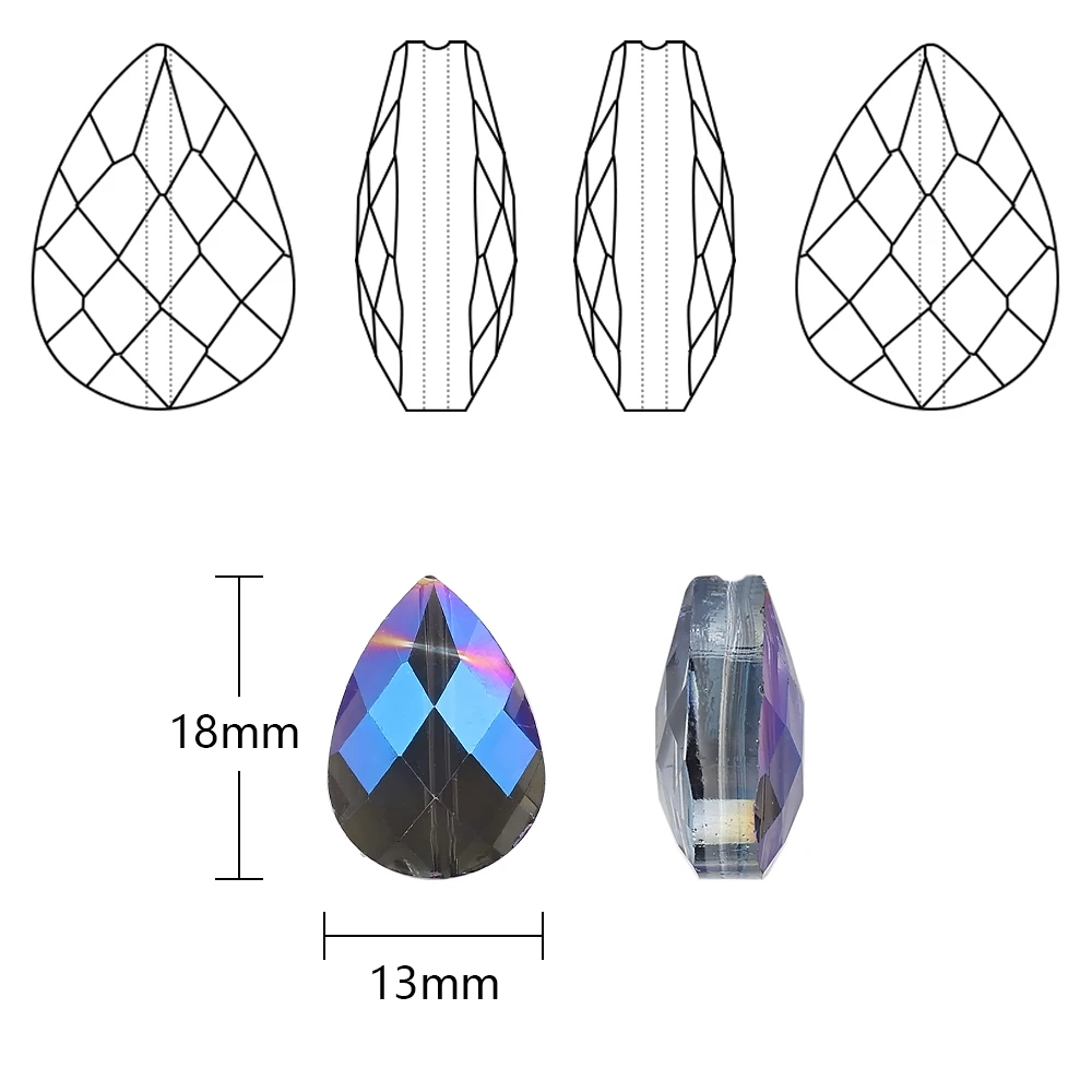 10pcs 13X18MM Austrian Crystal Drop Charms Jewelry Making Accessories Faceted Glass Teardrop Beads DIY Necklace Pendant