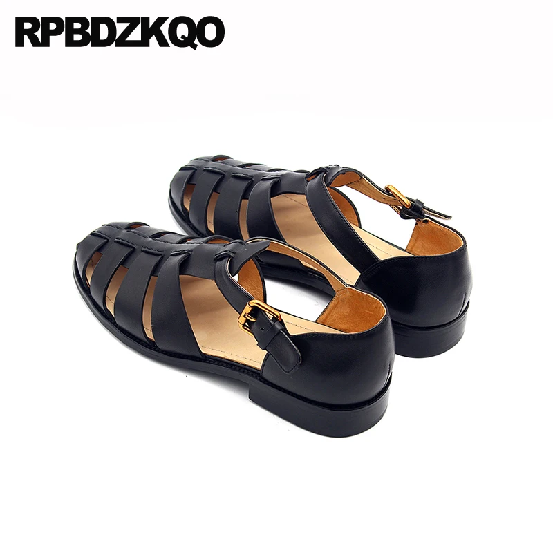 Genuine Leather Shoes Casual High Quality Closed Toe Size 45 Plus 2023 Men Gladiator Sandals Summer Outdoor Black Roman Large image 6