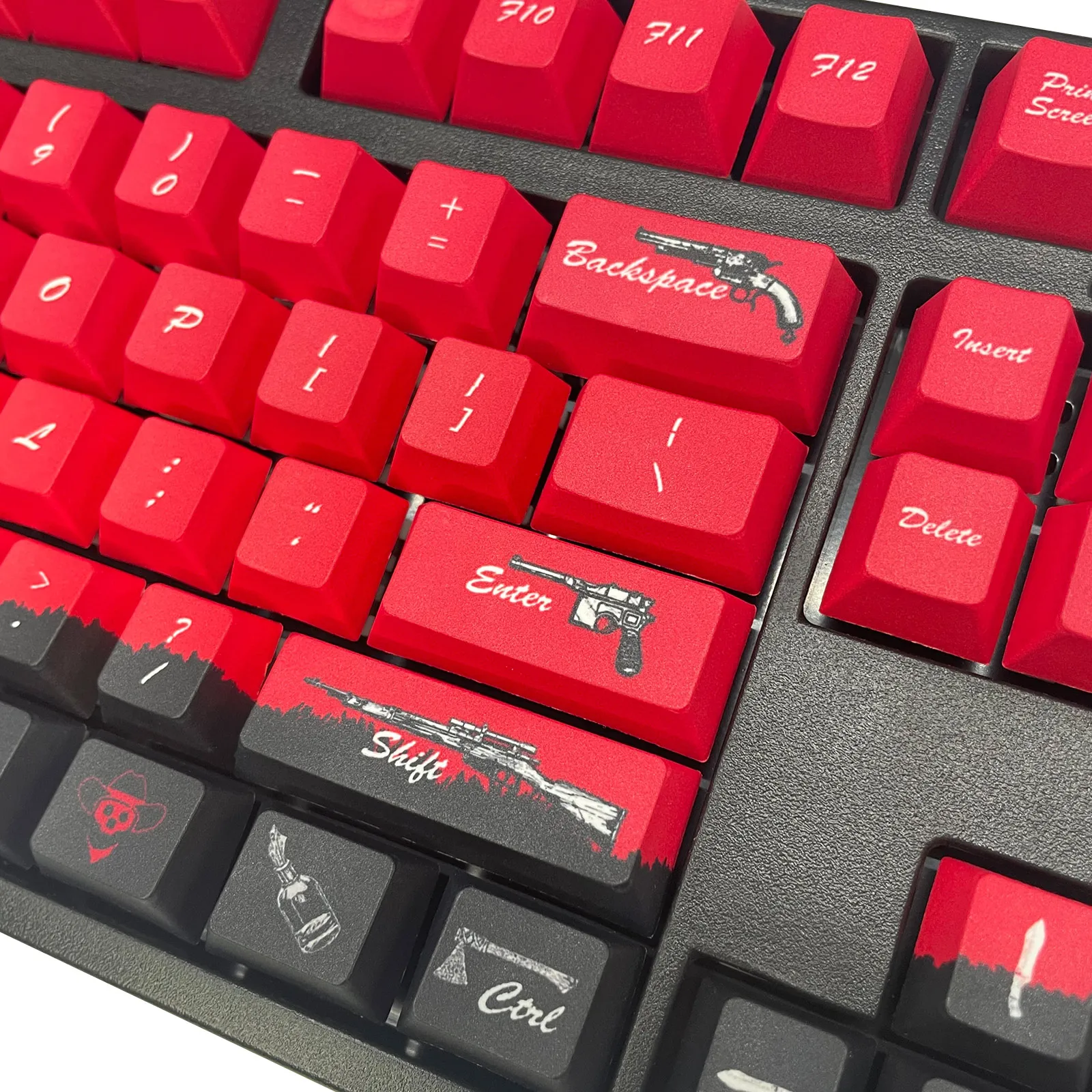 Imagem -03 - Red Dead Redemption Tema Pbt Keycaps 108 Conjunto de Chaves para Teclado Mecânico Oem Perfil Somente Chave Boné 104 100 98 96 87 60