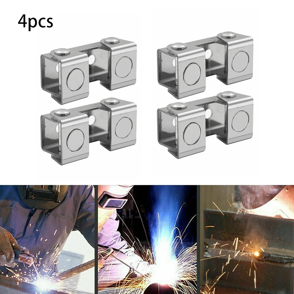 4pcs V-shape Welding Jig Adjustable Magnetic Welding Clamps V-Pads Fixture Holder Strong Welder Hand Tool