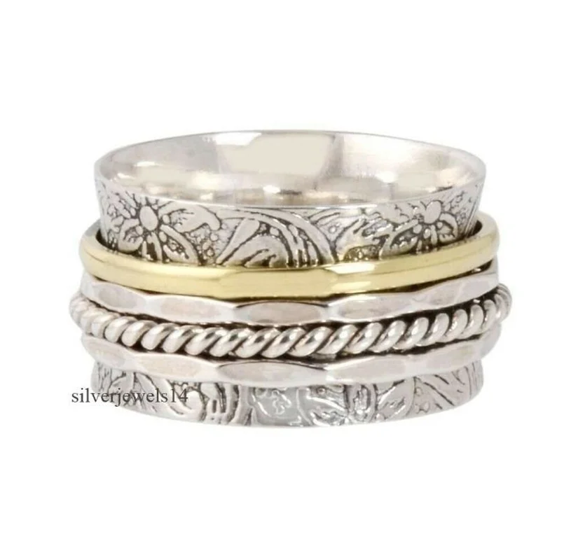 ANTIQUE DESIGN  Meditation Statement Spinner Ring Jewelry