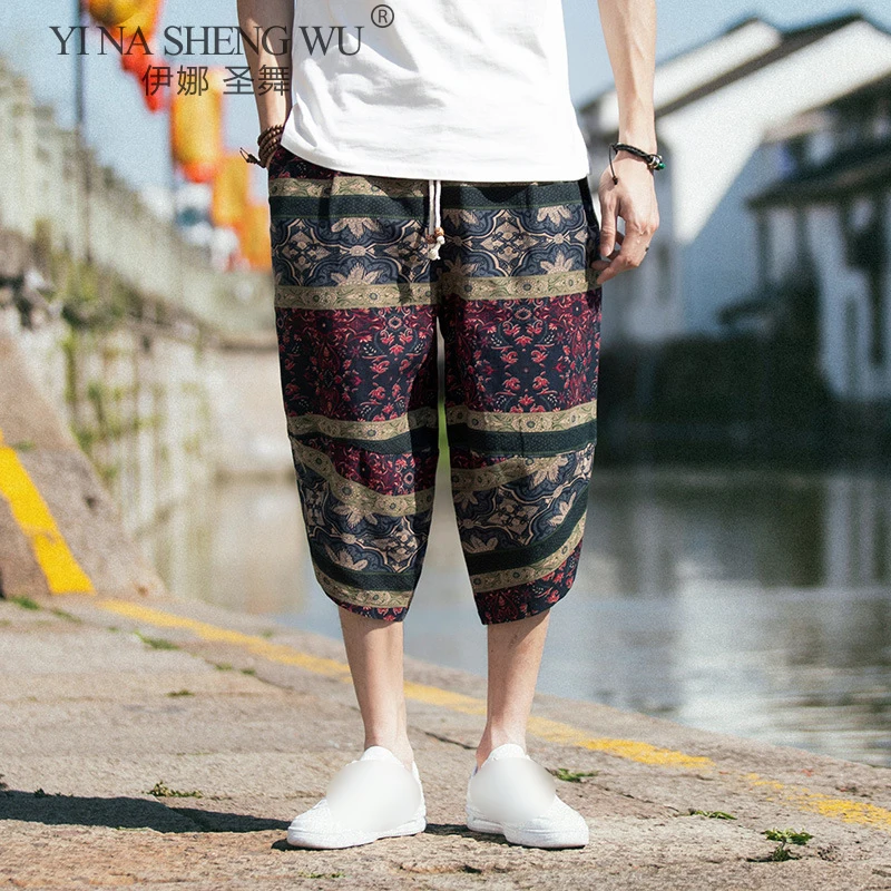 Calça kimono japonesa diária casual, calça samurai solta, masculina japonesa, trajes tradicionais asiáticos, estilo harajuku