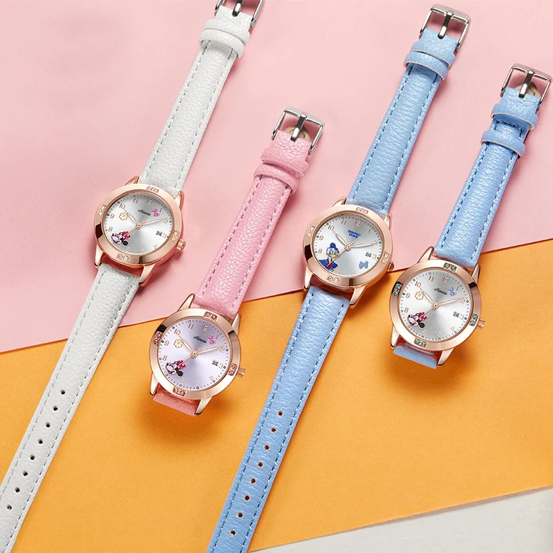 Disney Cartoon Minnie Girl Watch Women Calendar Gift Quartz Cute Crystal Kids Watches Children Clock Gifts Birthday Present