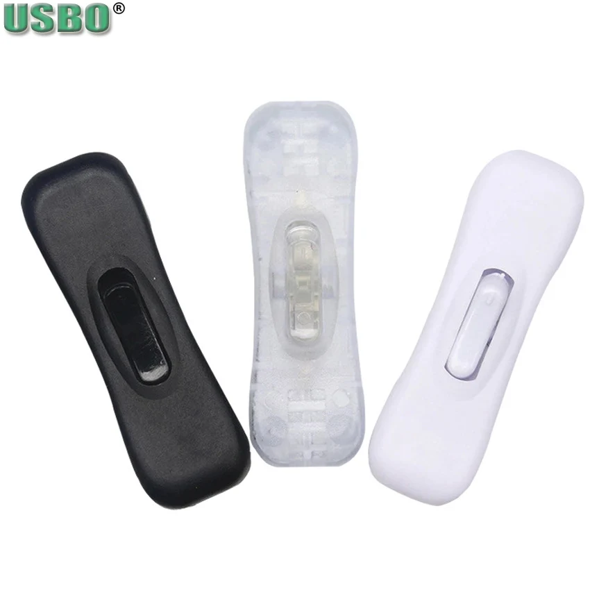 1pcs White Black Transparent 250v 125v 2A 304 LED power cable switch halfway rocker on off push button online switch