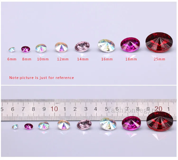 6 8 10 12 14 16 18 25 مللي متر ريفولي جولة المدببة عودة الحجارة والزجاج الكريستال الراين diamante jewels الخرز الأحذية حقيبة الملابس تقليم #2