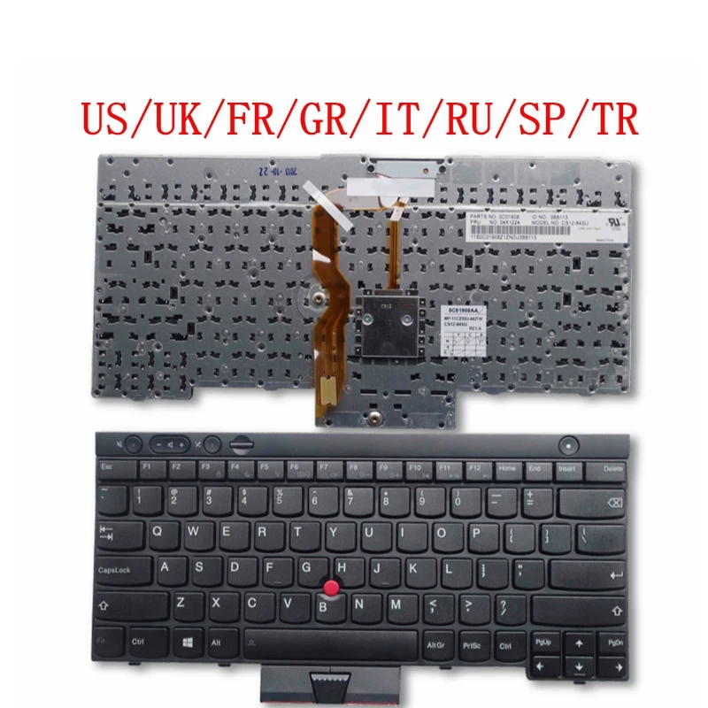 

US/UK/FR/GR/IT/RU/SP/TR New Keyboard for Lenovo ThinkPad L530 T430 T430S X230 W530 T530 T530I T430I 04X1263 04W3048 04W3123