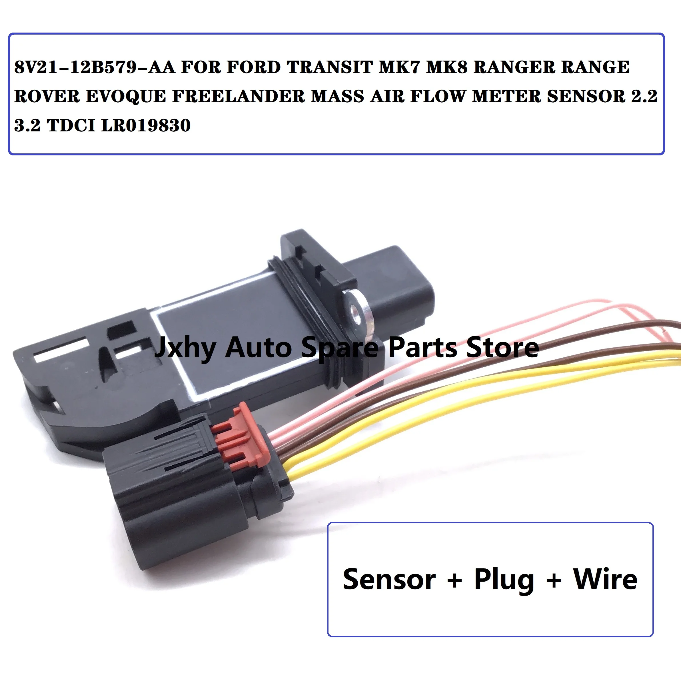 Mass Air Flow Meter Sensor+Pigtail Connctor for Ford Transit Mk7 Mk8 Custom 2.2 TDCI OE# 8V2112B579AA, 8V21-12B579-AA, 1516668