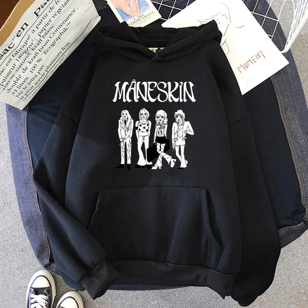 European Pop Group Maneskin Printed Hoodies Men Women Fashion Harajuku Oversized Sweatshirts Hoodie Tracksuits Unisex Clothing