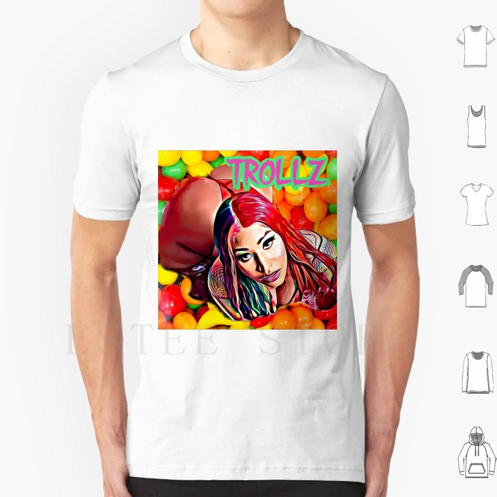 Trollz Nicki Jellybean T Shirt DIY Big Size 100% Cotton Trollz 6ix9ine 6ix9ine Gooba Sixnine 69 Shark Rap Music Nicki Minaj