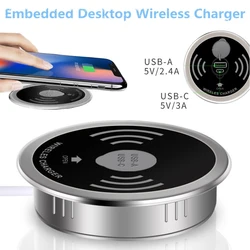 Built in Desktop Device Qi Fast Wireless Charger 15W 10W 7.5W Quick Charger 3.0 Embedded Caricabatter Tipe C Chargeur Induction