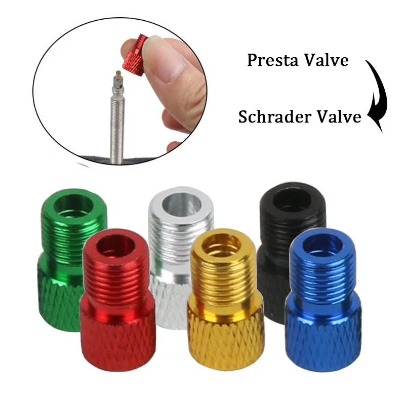 4Pcs Aluminum Alloy Bike Valve Adapter Caps Bicycle Air Nozzle Air Pump Road Racing Bike Inner Tube Tools Bicycle Accessories