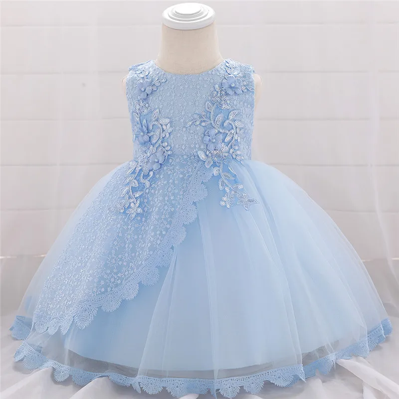 Neugeborene Brautjungfer Blumenparty Baby Mädchen Kleid Eleganter Taufe 1. Geburtstag Tüll Kinderkleider für Mädchen Hochzeit Abendkleid