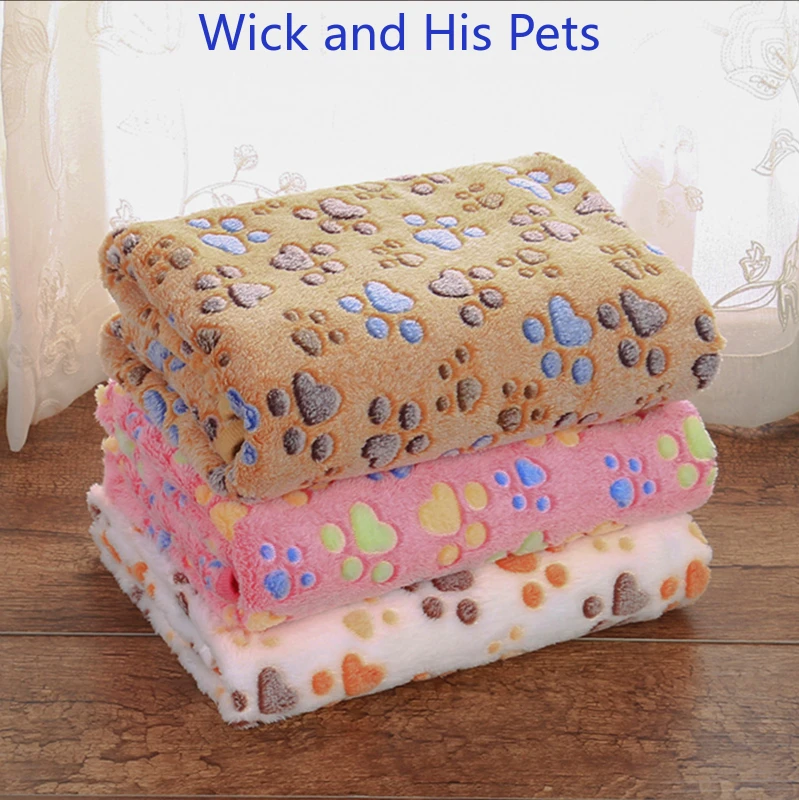 

Pet Dog Cat Blanket Super Soft Fluffy Coral Fleece Kennel Cushion Paw Print Warm Bed Mat for Kitten Puppy Medium Large Dogs Cats