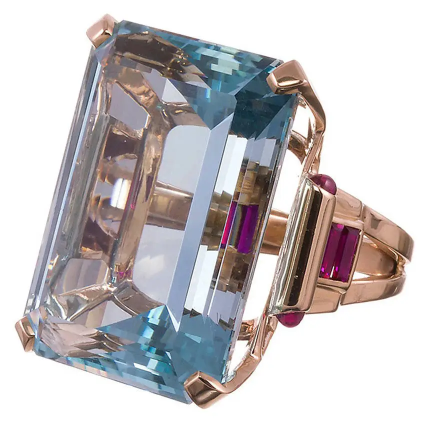 

Sea Blue Topa Stone Rings Anillos Gold Jewelry Bague for Women pure Amethyst Sapphire bijoux femme Gemstone Ring anillos mujer