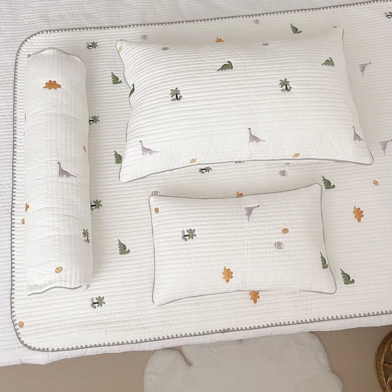 Korean Quilted Cotton Baby Boys Bed Sheet for Bed Dinosaur Embroidery Baby Cradle Cot Crib Sheets Baby Bed Linen Cotton Bedding