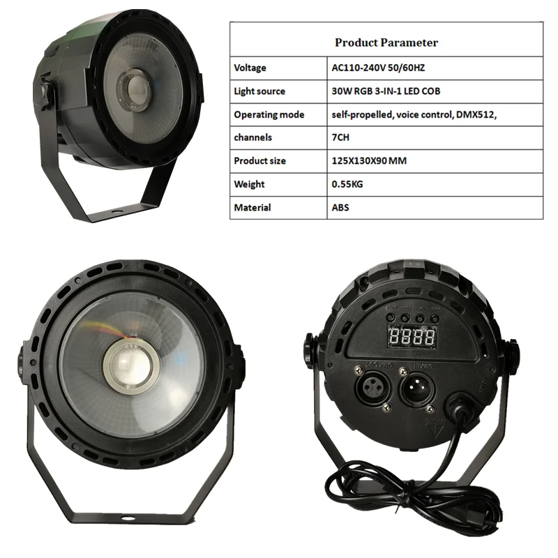 RGB 3-IN-1 LED COB LICHT 30W LED PAR BÜHNE DISCO LAMPE