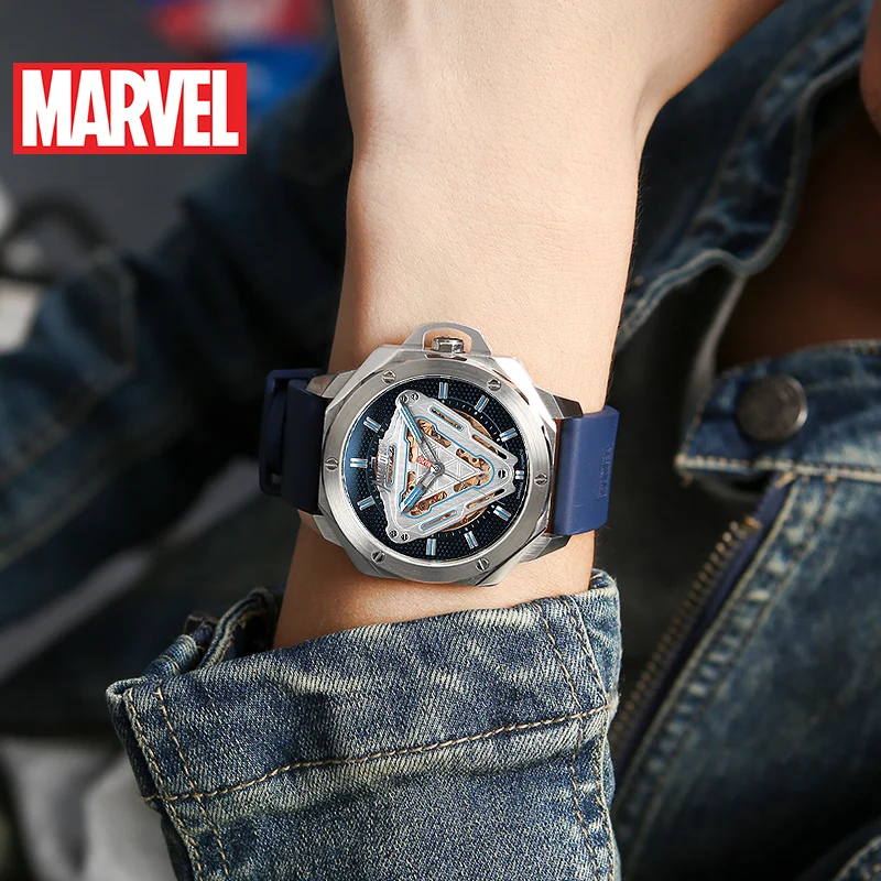 Marvel For Mens Watches Avenger Iron Man Saphire Crystal Automatic Skeleton Mechanical Male Sport Wristwatch SS316 Reloj Hombre