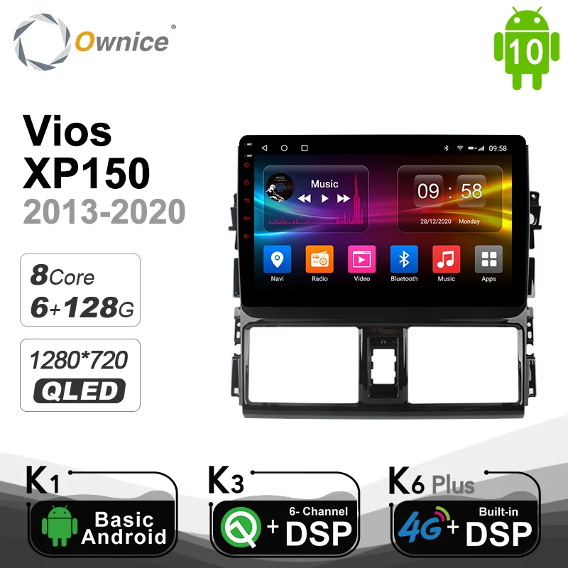 Ownice PX6 DSP Android 10.0 6G + 128GB Car DVD Player Autoradio 1280*720 Navigation GPS For Toyota Vios XP150 2013-2020 Radio