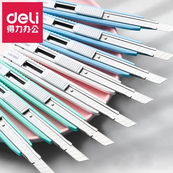 Deli Portable Utility Knife Box Paper Art Cutter Metal Blade Self-locking канцелярский нож Office School Stationery Supplies