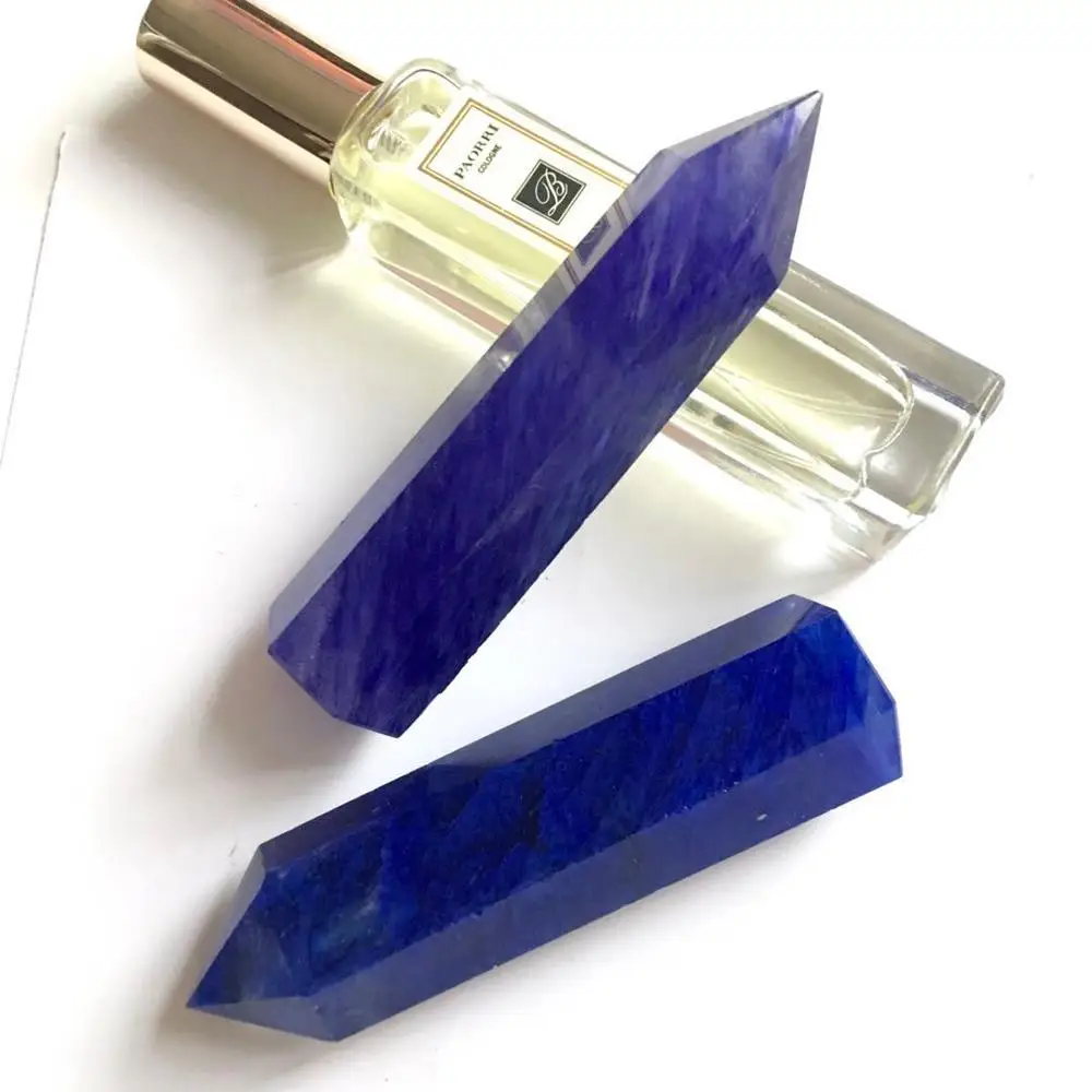 1pc Blue Smelting Crystal Quartz Hand Carved Crystal Points Wand Healing Stone Gemstone