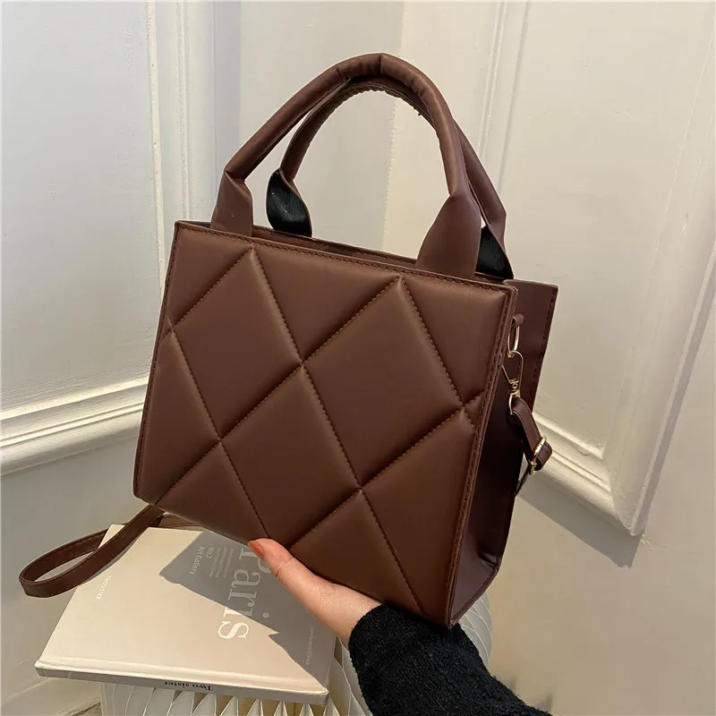 2024 New Spring Women Shoulder Bag Trendy Plaid Pu Leather Crossbody Bags Fashion Ladies Handbags Brand Designer Top Handle Bag