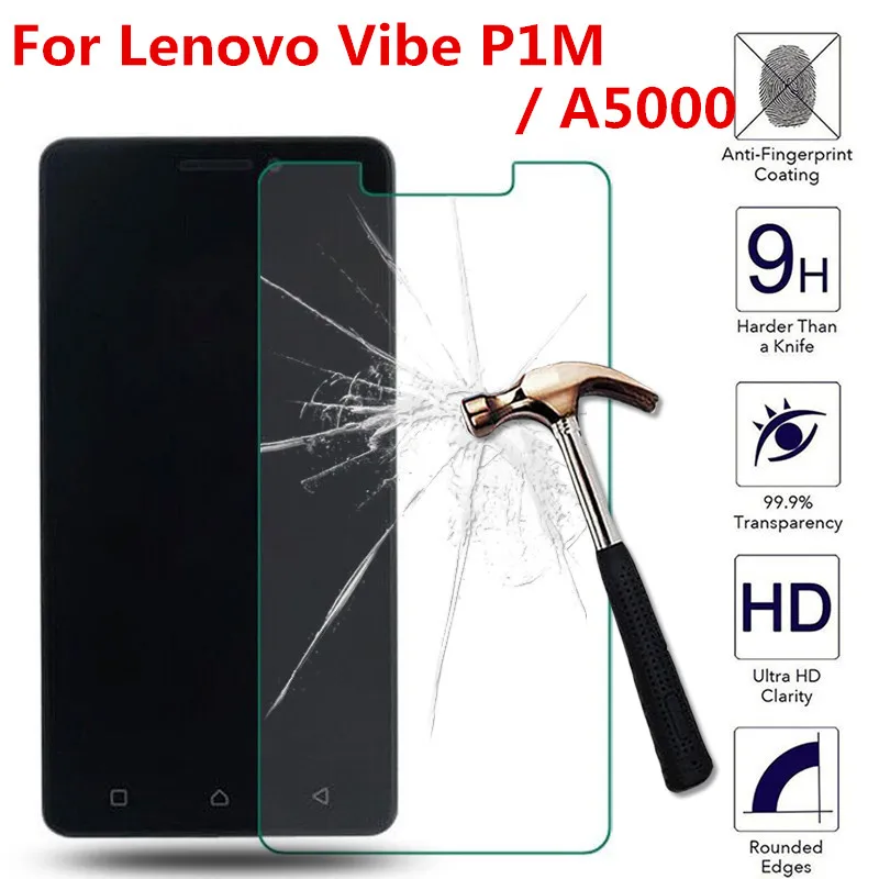 For Lenovo Vibe P1m Tempered glass Screen Protector 0.26mm 2.5 HD Clear Safety Protective Glass Film Case on A5000 P1mc50 P1ma40