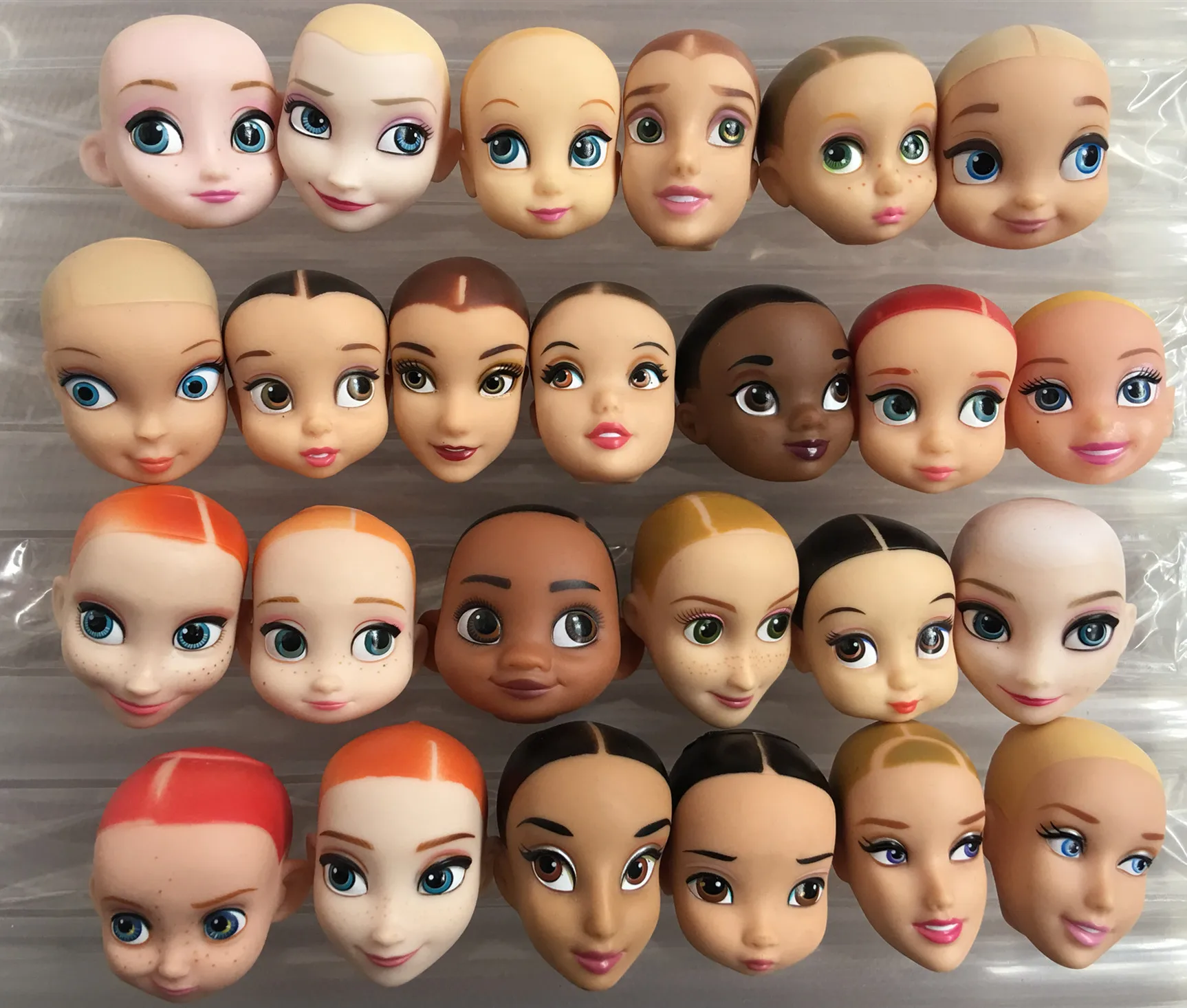 Lovely Princess Bald Head DIY Planting Long Soft Hair Doll Head Belle Snow white Baby Girl Favorite Princess Doll Part