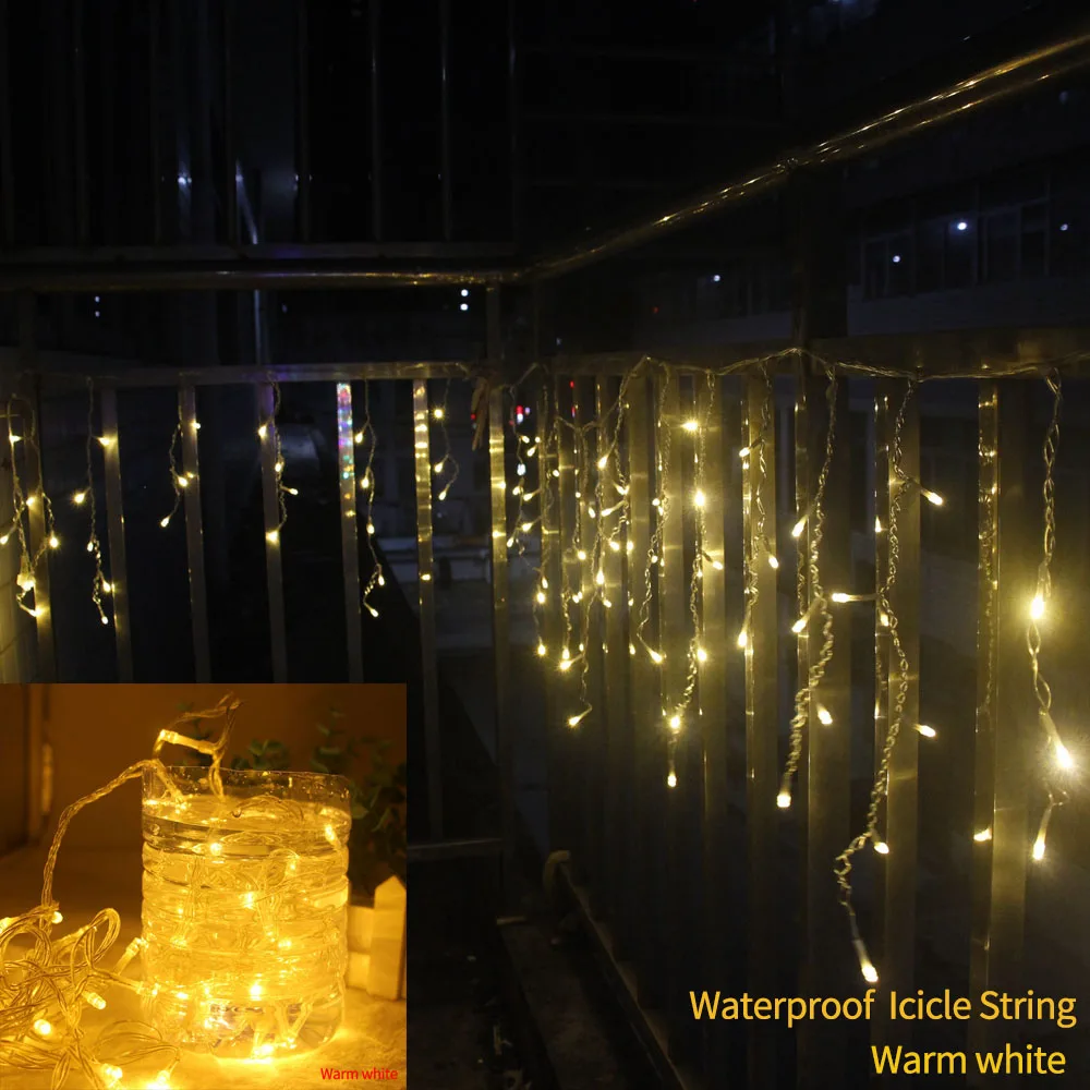 Waterproof 3.5m 96 leds LED Curtain Icicle String Lights Holiday Festival Wedding Christmas Fairy Lighting Garlands Decoration