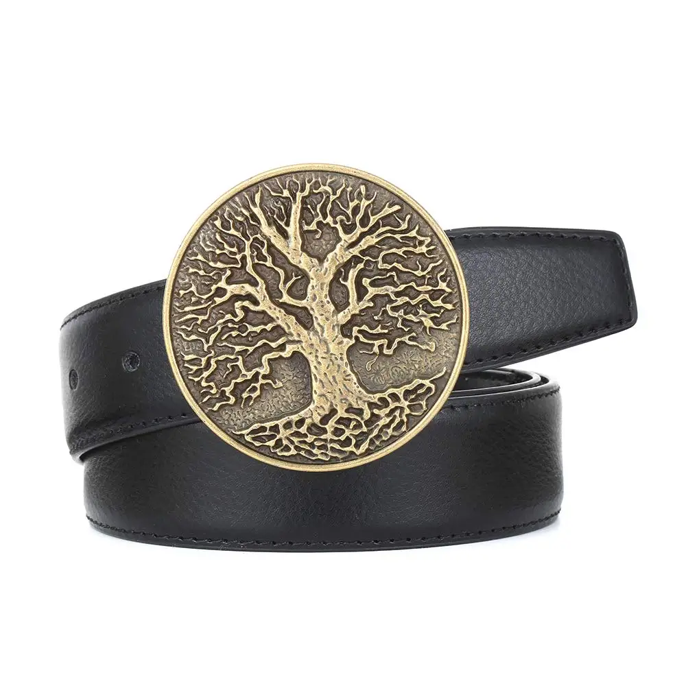 Hebilla de cinturón Vintage silver Life Tree para mujer, hebilla de vaquero occidental sin cinturón, aleación personalizada, ancho de 4cm